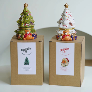 Décorations de Noël coffret cadeau arbre de Noël bougie d'aromathérapie en céramique bougie parfumée en cire de soja de Noël - Product Image 4