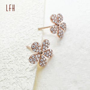 Boucles d'oreilles clous fleur en or véritable 18 carats LFH, bijoux en diamant pour femmes et enfants, pour fiançailles et soirées - Product Image 5