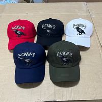 Gorra de Béisbol F-CAW-F de 6 Paneles, Ajustable, de Algodón, con Bordado de Cuervo |   Gorra estilo americano vintage para papá