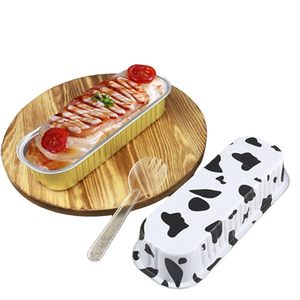 ถาดใส่ขนมปังสี่เหลี่ยมสีทอง200มล. ภาชนะฟอยล์บรรจุภัณฑ์เค้กแบบใช้แล้วทิ้งถาดอบขนมปังอะลูมิเนียมฟอยล์พร้อมฝาใส - Product Image 2