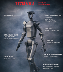 หุ่นยนต์ฮิวแมนนอยด์สองขา 42 ดีโอเอฟ สูง 175 ซม. รับน้ำหนักได้ 5 กก. หุ่นยนต์บริการแบบตั้งโปรแกรมได้ด้วย AI สำหรับการวิจัยและการศึกษา - Product Image 3