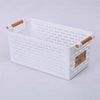 Panier de rangement en plastique pour la maison, avec poignées, pour la cuisine, le rangement à domicile, le garde-manger