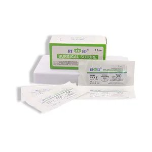 Suturas no absorbibles RTMED Sutura quirúrgica Nylon 10/0 Espátula Suturas quirúrgicas de 6mm