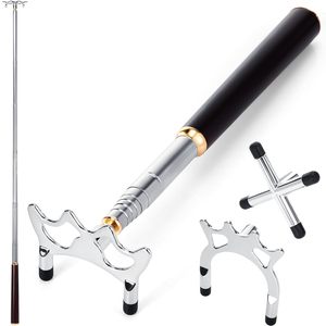 Cueelf Premium - Taco <span class=keywords><strong>de</strong></span> <span class=keywords><strong>Billar</strong></span> Retráctil Plateado con 3 Cabezas <span class=keywords><strong>de</strong></span> Puente <span class=keywords><strong>de</strong></span> Latón Extraíbles y Mango <span class=keywords><strong>de</strong></span> Madera, Accesorio <span class=keywords><strong>de</strong></span> <span class=keywords><strong>Billar</strong></span> - Product Image 1