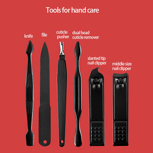 18-Piece làm móng tay màu đen & Pedicure <span class=keywords><strong>Set</strong></span> thép không gỉ Nail công cụ với PU trường hợp - Product Image 3