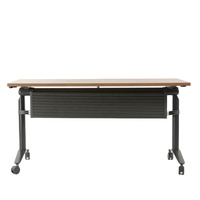 Table de bureau commerciale pliable contemporaine Hengfeng avec cadre en aluminium et plateau en bois, conforme à la norme ANSI/BIFMA, garantie de 2 ans