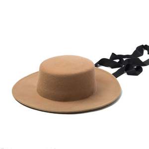 ANLUXFIER X1232 Sombrero Unisex de Fieltro de Lana 100% Lana para Adultos, Gorra de Ala Ancha y Copa Plana, Estilo Casual Negro, Suave y Transpirable con Cinta y Cuerda - Product Image 2