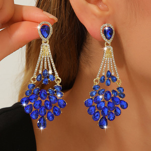 European and American Cross-border Light Luxury Drops Diamond Long <b>Earrings</b> Wedding Dinner High-end Tassel <b>Earrings</b> Women's - Product Image 3