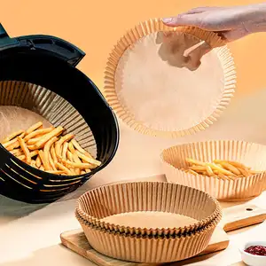 50/100 adet 16/20cm airfryer kağıt astar ped tepsi gıda fırın yağ emici pişirme silikon yağı tek kullanımlık parçalanabilir kağıt plaka