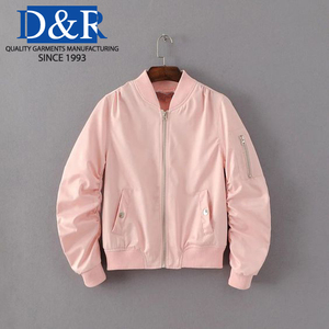 Veste bomber à manches longues en sergé uni pour femme, nouvelle mode, fermeture éclair, col montant, vêtement d'extérieur pour la saison d'automne, teinture en pièce 100% - Product Image 4