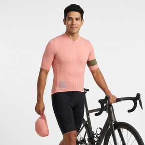 SPRINT SPORTS Jersey de Ciclismo Personalizado Rosa para Hombre, Manga Corta, con Franja Verde Oliva en la Manga, Corte Ajustado, Cierre Frontal Completo - Product Image 6