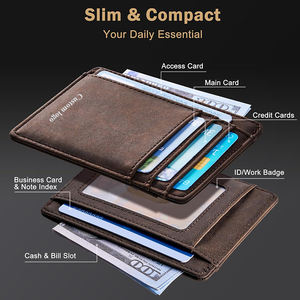 Cartera Delgada Minimalista de Cuero con Bloqueo RFID y Protección Antirrobo para Tarjetas de Crédito, para Bolsillo Frontal - Product Image 4