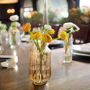 Contemporary Vintage Embossed Large Crystal Hydroponic Tabletop <b>Vase</b> for Flower Arrangement and Anniversary <b>Decor</b> - Product Image 5