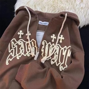 Sudaderas con Capucha Estampadas con Letras Estilo Harajuku para Mujer y Hombre, Sudaderas Holgadas de Manga Larga Estilo Retro Americano, Chaquetas con Capucha y Cremallera Y2K - Product Image 4