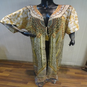 แฟชั่นล่าสุดพิมพ์ดิจิตอลโพลีเอสเตอร์ Kaftan/ชายหาดปกคลุมด้วย Multicolor Rhinestones - Product Image 5