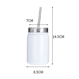 Custom 500ml 17oz Double Layer Stainless Steel Sublimation Vacuum Insulated Mason Jar Tumbler <b>Drink</b> Cup Mug with <b>Straw</b> - Product Image 2