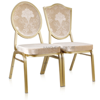 Chaise de banquet empilable en aluminium doré pour restaurant et salle de réception, mobilier commercial marocain