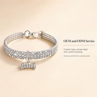 Collier de luxe pour chien en cristal scintillant, collier pour animaux de compagnie avec strass et breloque en forme d'os, anneau élastique pour petits chiens et chats, cadeau