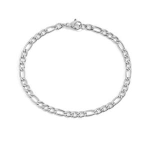 Semplice Bracciale a Catena Figaro in Acciaio Inossidabile 316L Placcato Oro 14K, Larghezza 4 mm, Lunghezza 19 cm - Product Image 3