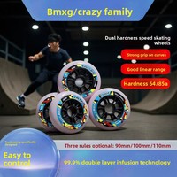 BMXG Chaussures de patinage de vitesse professionnelles, Roue de patinage de vitesse originale, Roue de course, Roue Big Cake, Coque en PU, Simple rangée, 90 100 110MM