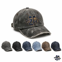 Casquette de baseball en jean délavé style Dad Hat, effet vieilli, six panneaux, non structurée, réglable, boucle en laiton, unisexe, vente en gros