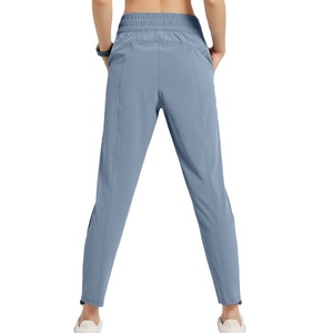 กางเกงจ็อกเกอร์ผู้หญิงผ้าถักน้ำหนักเบา ไนลอนผสมสแปนเด็กซ์ เอวยางยืดแบบรูดเชือก สำหรับออกกำลังกาย ใส่สบายในฤดูใบไม้ร่วง - Product Image 4