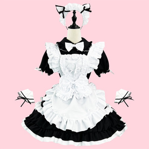 Zixiao Maid Costume Women Adult Stage Performance Dress Black Burgundy Polyester Cosplay Costume - Product Image 2