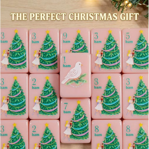 Mahjong Navideño Rosa de Cuento de Hadas, Fichas de Mahjong Americanas de Acrílico, Juego de Mesa Casual de Alta Gama para 4 Jugadores - Product Image 3