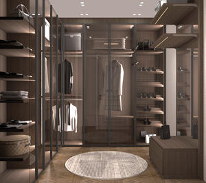 خزانة كبيرة للتخزين ببابين مرآة بتصميم عصري جاهزة الصنع خزانة أثاث مدمجة في خزانة غرفة نوم - Product Image 2