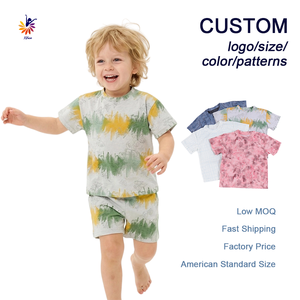 Camiseta Infantil de Manga Corta con Estampado Vintage, Efecto Desgastado, Textura Tie Dye, Tejido de Punto, Estampado Personalizado, Ligera y Transpirable - Product Image 1