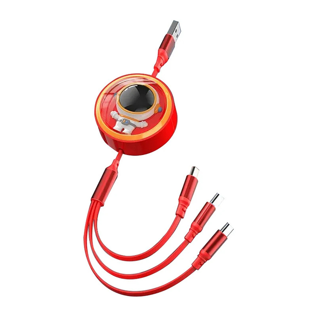 6A 3 in 1 Fast Charging Cord 1.2M Retractable USB Cable with Type C Micro USB for iPhone Samsung Xiaomi