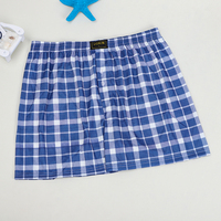 Caleçon Homme Classique Bleu à Carreaux 100% Polyester Respirant Mid Rise Summer Loose Casual Beach Shorts Stock Douzaine Vente en gros