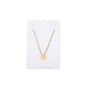 Collana con Ciondolo a Lettera Y in Acciaio Inossidabile Angelina, Placcata in Oro, Gioiello Unisex alla Moda, Idea Regalo - Product Image 1