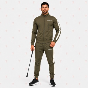 Conjunto Deportivo Clásico de Poliéster con Forro Polar, Chaqueta con Cierre Completo, Pantalones Deportivos Rectos, Transpirable, para Entrenamiento Físico, Marca Personalizada - Product Image 2