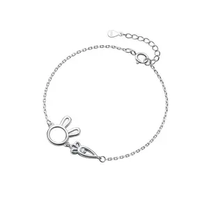 Bracelete feminino, pulseira simples girlfriends joias coelhinho cenoura tornozeleira s925 prata esterlina pulseira ajustável para mulheres