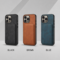 Étui de téléphone en cuir PU rétro de luxe pour iPhone 11-18, coque arrière vintage avec porte-cartes et support horizontal