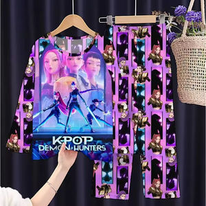 Nouvel ensemble de pyjamas Kpop Demon Hunters 2 pièces pour femmes et filles, vêtements de détente, dessin animé, vêtements de maison, vêtements de nuit - Product Image 2