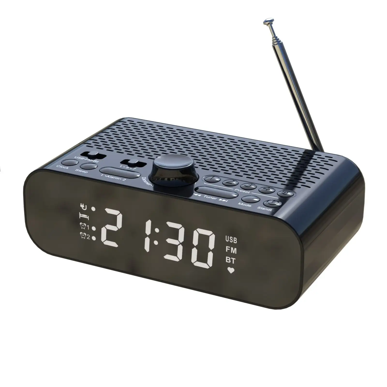 Alarm Clock Portable Radio With Bt Speaker Bt-a5 Fm Clock Radio with Bluetooth 5.0 Large LED Screen