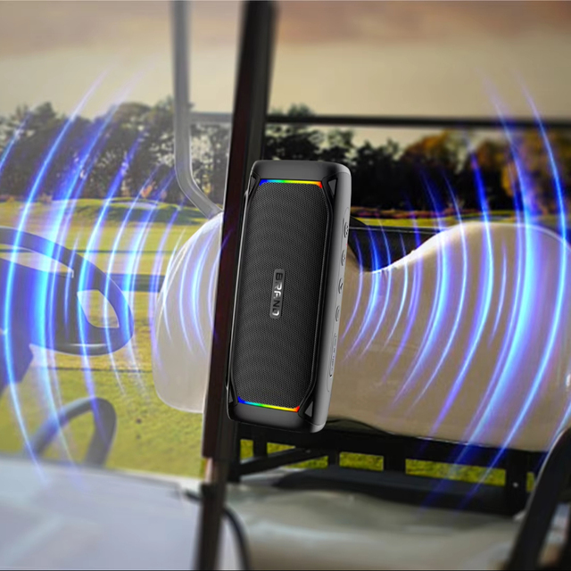 2025 New Golf Cart Speaker HD Sound IPX-6 Waterproof 10W Power 15-20H Playtime RGB LED Wireless Charging for Mobile Phone