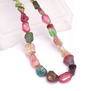 AAA Bio Natural Multi turmalina 8x10mm-11x17mm tallado orgánico Pepita corte a mano piedras preciosas cuentas caídas de lujo para joyería - Product Image 2