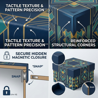 Boîte élégante de style livre à rabat personnalisée avec finition douce au toucher pour l'électronique, grande capacité - Design de luxe personnalisé