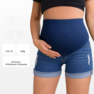 Short de maternité d'été respirant avec soutien abdominal Pantalon court <span class=keywords><strong>taille</strong></span> haute pour femmes enceintes - Product Image 2