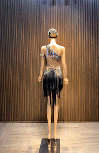 Luxury Women's Regular Sleeve Leopard Print <b>Mini</b> Dress with High-End Rhinestone Embellishment Winter Elegant Party Wear - Product Image 5