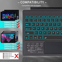 Clavier sans fil avec pavé tactile 7 couleurs rétroéclairé par batterie rechargeable Clavier détachable pour Microsoft Surface Pro 3/4/5/6/7/7 +