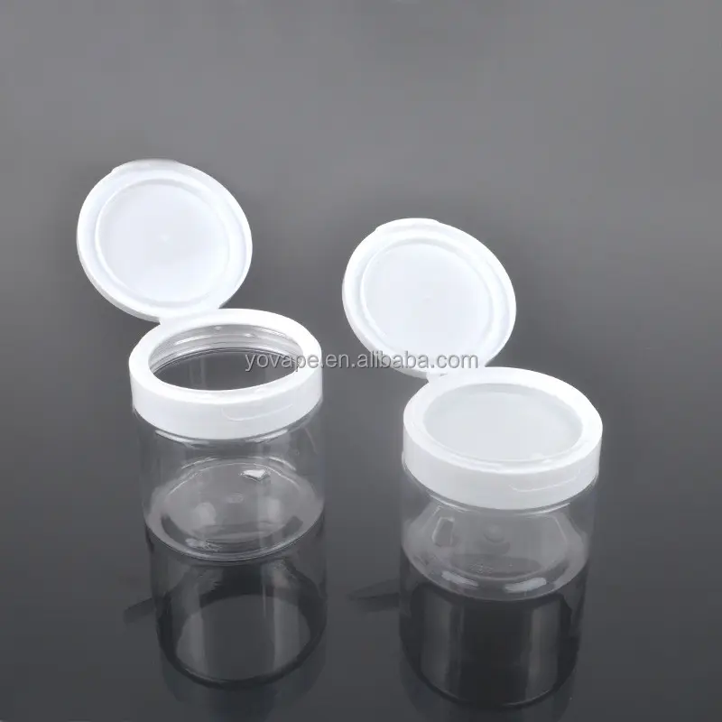 Unique design wide mouth container 50 g 100g 120 gram 150g 200g 4 Oz 8Oz clear pet plastic cream cosmetic jar with flip top lid