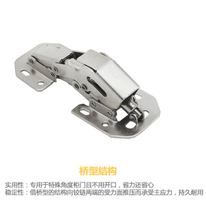 Bisagra de superficie Jin Rongda sin perforación, de acero laminado en frío, con cierre suave para puertas de gabinetes y muebles - Product Image 3