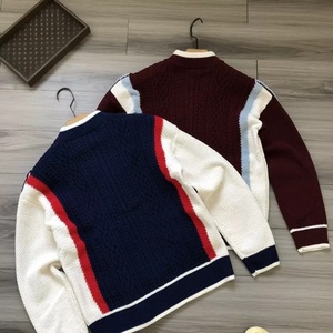 Cardigan Oversize Invernale da Uomo con Logo Personalizzato OEM, Giacca a Maglia <span class=keywords><strong>Jacquard</strong></span>, Maglione Tricot Casual di Moda con Cerniera - Product Image 4