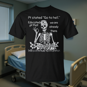 T-shirt pour femme Nurse Dark Humor Skull Pt Stated, noir, grande taille - Product Image 3