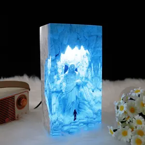 cute 3d night light bedside resin glass table lamp Resin Wood lamp Christmas Gifts for Friends family