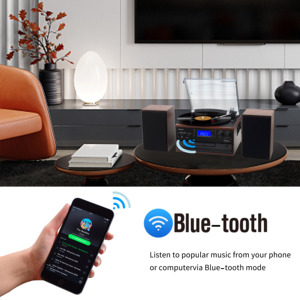 Sistema de Tocadiscos Todo en Uno OEM con Reproductor de CD, Casete, Radio FM, <span class=keywords><strong>Bluetooth</strong></span>, Codificación USB/SD, Reproductor de Vinilo de 3 Velocidades - Product Image 4